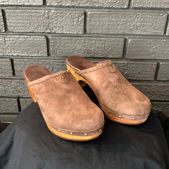 UGG Shoes - UGG Brown Suede Slip on Clogs size 6